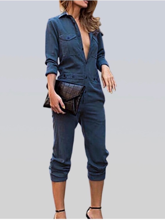 Pants - Womens Navy Utility Jumpsuit